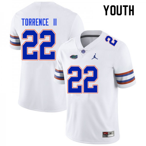 Youth #22 Rashad Torrence II Florida Gators College Football Jersey White
